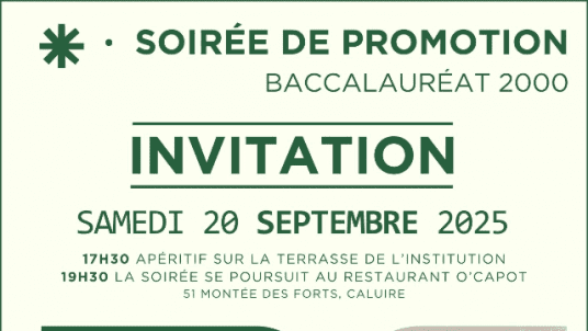 SOIRÉE DE PROMOTION. BAC 2000. SAMEDI 20 SEPTEMBRE 2025